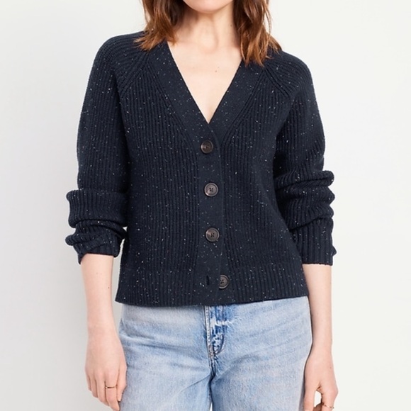 NWT OLD NAVY Shaker-Stitch Cardigan Color: IN THE NAVY - Picture 2 of 6